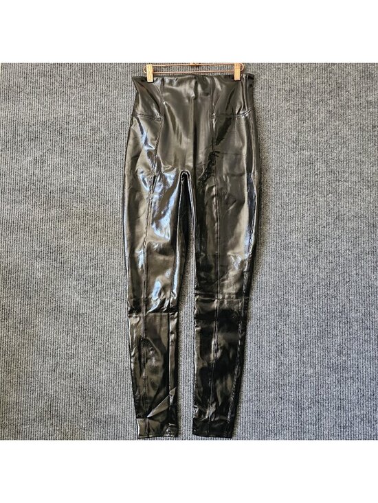 SPANX Pants - SPANX Skinny High Rise Faux leather Leggings Black pants sz L Large 20301T